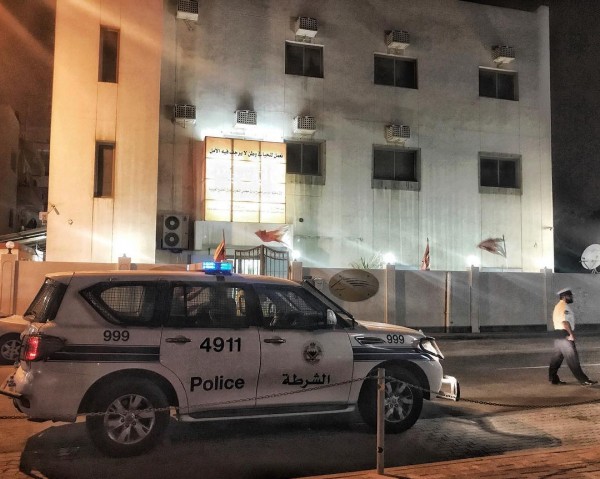  Security vehicle stands before Wa'ad Society HQ on May 31, 2017